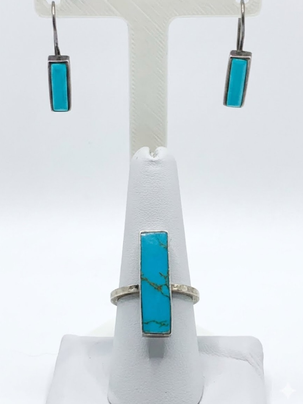Vintage Mexico .925 Sterling Silver & Turquoise Jewelry Set (Earrings & Ring)